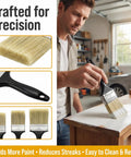 Person using 9 Pack Flat Paint Brush Set For Walls And DIY Projects 2 Inch 3 Inch 4 Inch Brushes With Soft Rayon Bristles And Treated Plastic Handles