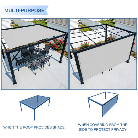 Two views of 7 By 11 Ft Waterproof Sun Shade Sail With Grommets UV Blocking Breathable Rectangle Canopy for various use angles
