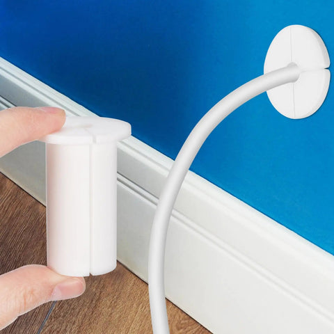 Slick Wall Cable Grommets Kit For Gaming Rigs And Home Theater To Hide Messy Wires With Durable Silicone Pass Through Holes That Protect Cables From Damage While Keeping Your Entertainment Setup Totally Neat And Super Easy To Install., white silicone wall cable grommet for home theater wire pass-through