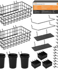 Pegboard Organizer Kit With 30 Pieces Including Bins, Baskets, Cups, Paper Towel Holder, Wire Tray And 18 Straight Hooks For 1/8 And 1/4 Inch Pegboards Garage, Workshop, Craft Room Storage Upgrade