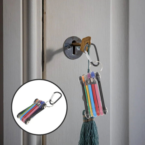 Foldable Hex Key Wrench Set Metric Tools For Bike Repair Multifunctional Small Wrenches With Hole Durable Steel Bathtub Maintenance Kit close-up on door lock