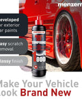 Heavy Cut Compound 1000 Improved Formula For Deep Scratches And Swirls, Pro Grade Abrasive Polishing Compound For Scratch Repair, Silicone Free, Buffing And Restoration, 16 Oz bottle beside red car wheel