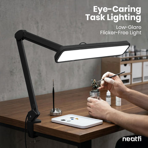 Ultra Bright 2500 Lumen LED Task Lamp With 22 Inch Wide Shade for precise crafting on workbench
