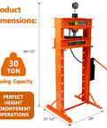 Heavy Duty 30 Ton Hydraulic Shop Press With Press Plates Adjustable Height H-Frame Floor-Standing Auto Repair Press