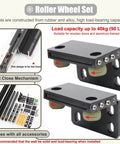 Concealed Sliding Door Hardware Kit With Soft Close For 24 To 60 Inch Interior Doors, includes roller wheel set and accessories.
