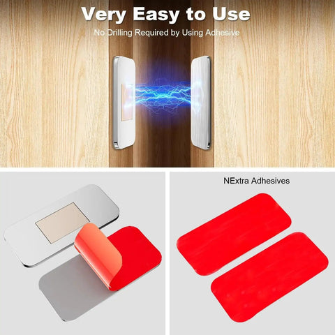 Image of 12 Pack Magnetic Cabinet Door Catch Kit with Ultra Thin Stainless Steel Latch and Strong Adhesive installation