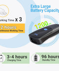 Extreme Performance Wireless 1D 2D QR Barcode Scanner Mini Portable Three In One Bluetooth 2.4G USB Wired Pocket Handheld Time Stamp Reader For On The Go Inventory And Screen Scanning with 1200 mAh battery description.