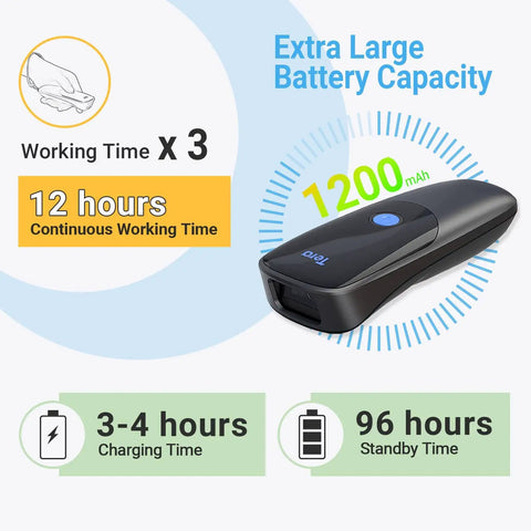 Extreme Performance Wireless 1D 2D QR Barcode Scanner Mini Portable Three In One Bluetooth 2.4G USB Wired Pocket Handheld Time Stamp Reader For On The Go Inventory And Screen Scanning with 1200 mAh battery description.