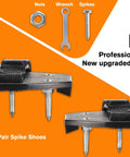 Image of Epoxy Floor Spiked Shoes Fully Assembled With Three Quarter Inch Short Spikes, tools included, adjustable straps visible.