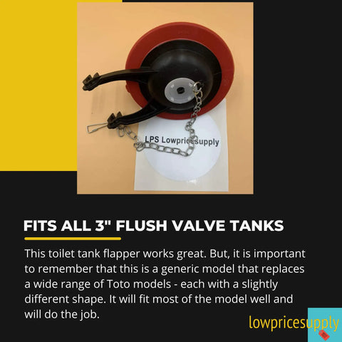 Universal 3 Inch Flush Valve Toilet Flapper With Chain And Hook Rubber Tank Seal That Fits Most Toto Models shown