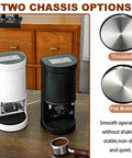 Professional Electric Espresso Tamper Machine With Heavy Duty Stainless Steel Coffee Press And Adjustable Pressure Control in white and black.