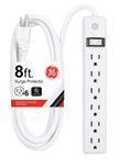 Six Outlet Power Strip With Eight Foot Extension Cord For Home Office Workshop And Garage Use 6 Grounded Outlets Long Reach Cable Power Hub Durable And Tangle Free Cable Management. 8ft white surge protector with 6 outlets