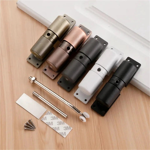 Aluminum Door Closer With Wheels Adjustable Automatic Door Closure For Home Use Black White Finish Heavy Duty No Fuss