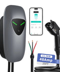 Fast Level 2 EV Charger 48 Amp Hardwired With 25Ft Cable WiFi App Control RFID Card Access 240V J1772 Station 11.5kW
