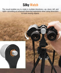 Binocular Tripod Mount With Quick Release Universal L Type Aluminum Mount in use, showing multi-direction adjustments outdoors.