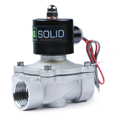 1 Inch 24V AC Stainless Steel Electric Solenoid Valve Normally Closed for air, water, fuel with Viton seals, side view