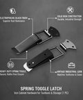 Heavy Duty Spring Toggle Latch For Toolboxes And Storage Cases Solid Iron With Electro Plating, showing black finish and sturdy design