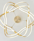 Top view of Gold LED Ring Dining Room Chandelier Pendant Light Fixture for Living Room and Kitchen, Modern Irregular Circular Ring Design