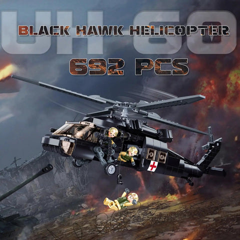 Awesome Rescue Helicopter Building Kit With 4 Soldier Minifigures Lego Compatible Military Model 692 Pieces