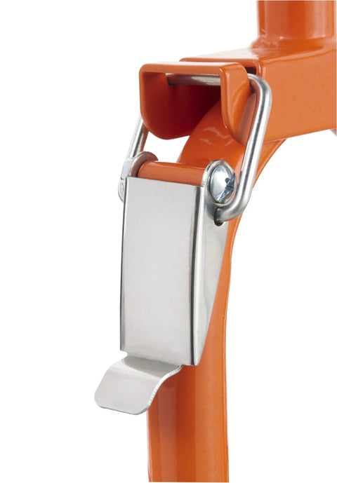 Close-up of locking mechanism on Measuring Wheel With Spoked Wheel And Metal Frame, Geared Mechanical Clicker Counter