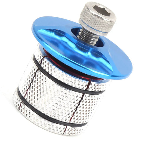 Premium Aluminum Expansion Screw Built Like A Tank Fits 23.5 To 25.8 Mm Tubes Solid Fork Standpipe Headset Hardware Swap Kit For Weekend Wheels Blue Coating close-up