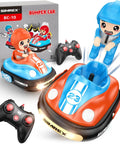 Two Player RC Bumper Cars Set For Kids 3 And Up With Remote Control Battle Cars LED Lights Music And Sound Indoor Play Party Gift Toys For Boys And Girls Super Fun Sibling Rivalry Battle with toy cars and remotes