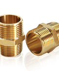 Two Pack Hex Brass Nipples 1 Inch NPT Male To 1 Inch NPT Male Pipe Fitting Heavy Duty Brass Nipples Connectors For Plumbing