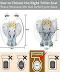 Elongated Toilet Seat for Bathroom with elephant design, measures 18.5" x 14.5" for compatibility.