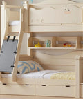 Gray bunk bed ladder cover for kids, polyester guardrail with dual buckle, 13.8x9.8 in, safely blocks ladder access.