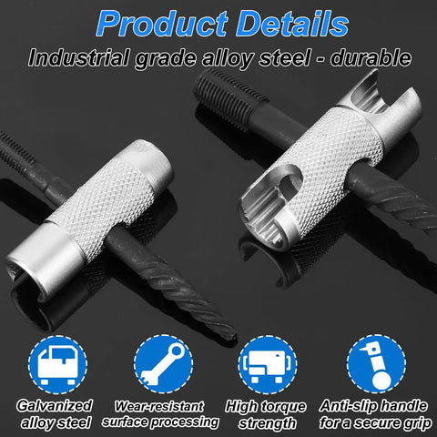 Beefy 2-Piece Alloy Steel 4-Way Grease Zerk Fitting Tool For 1/4-28 SAE, 1/8-NPT, M8x1, M10x1 Threads, close-up view