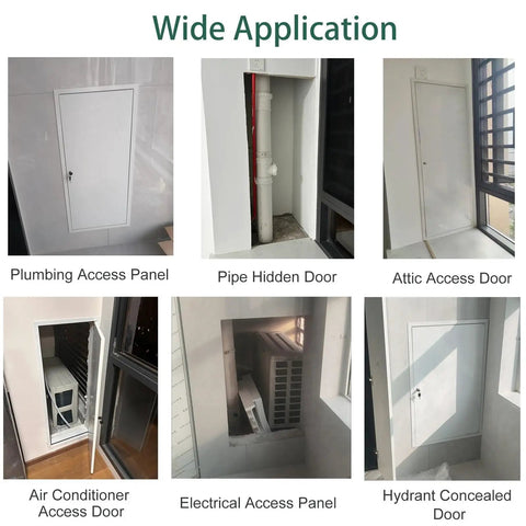 Heavy Duty Aluminum Laundry Chute Access Door For Drywall With Grip Tight Lock White 38X42 showcased in various access panel applications.