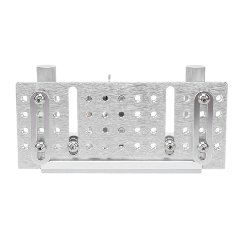 Jiawu Adjustable Belt Grinder Sharpener Jig For Blade Sharpening, aluminum alloy frame with adjustable press plates and slotted holes.