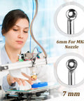 Woman using 3D printer with All In One 3D Printer Nozzle Cleaning Kit With Ten Cleaning Pins Two Copper Wire Brushes included