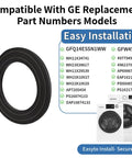 Two Pack Washer Drain Pump Gasket And Seal Ring Set For Washer Replacement Plug Seal For WH11X34741 WH11X29539 WH23X38617 WH23X10027 WH23X10029 Fits GFW450 GFQ14 Series Washer Models Leak Proof High Sealing Performance And Easy Install black gasket ring for GE washer, shown with compatible models