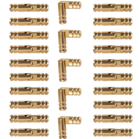 20 Pc Mini Brass Barrel Hinges Set For DIY Crafts Perfect For Wooden Jewelry Boxes Small Cabinets And Cases Hidden Concealed Hinges 0.16 x 0.79 Inches Durable Easy Install Hardware For DIY Junkies