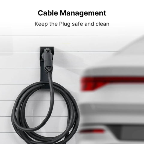 Ditch The Clutter With This Hella Sturdy Wall Mount EV Charger Holder Featuring A Heavy Duty J Hook For SAE J1772 Plugs.