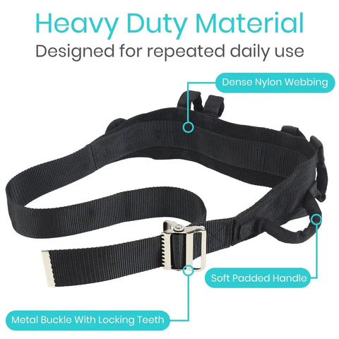 Gait Belt With 7 Padded Grab Handles For Safe Patient Lifts And Easy Transfers 350 Lb Capacity Quick Release Metal Buckle