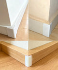 Thickened White Self Adhesive Rubber Corner Protectors Set Of 4 Cushioned Guard Strips for baseboards and corners on floors.