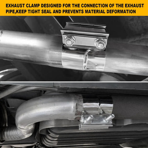 2.25 Inch Stainless Steel Exhaust Clamp Lap Joint Band For 2.25 Inch ID Exhaust Pipe Muffler Clamp Set on exhaust system