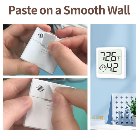 Paste on a Smooth Wall, Six Pack Mini Humidity Meter Hygrometer Digital Temperature And Humidity Monitor For Home Office Garden And Basement Easy Readouts With Three Comfort Level Indicators, white ABS case