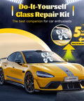 Fast Windshield Chip And Crack Repair Kit Four Pack For Cars With No Mixing Needed displayed on a yellow sports car