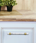 Marble Cabinet Handles For Mounting Drawer Pulls For Dressers Wardrobes Cabinets And Chests Of Drawers White 35x170mm