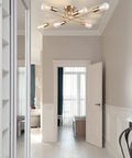 Dope Sputnik Chandelier Semi Flush Mount Ceiling Light With E26 Base 6 Light Brass Industrial Mid Century Farmhouse Fixture in room
