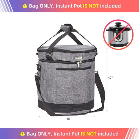 Two Compartment Travel Carry Bag For 8 Qt Instant Pot Pressure Cooker On The Go Insulated Tote With Accessory Pockets Grey