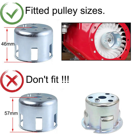 Fitted and non-fitted pulley sizes for Pull Start Assembly Recoil Starter Replacement For Champion Predator Honda OHV Engines 196cc 224cc