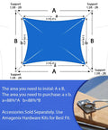 Blue Sun Shade Sail 16 By 24 Foot Heavy Duty UV Protection Canopy installation guide with corner D ring detail.