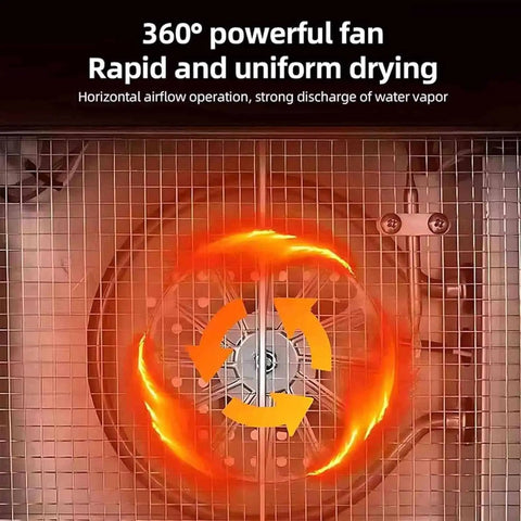 360° fan of Heavy Duty Stainless Steel Food Dehydrator With Multi Layer Racks Digital Adjustable Timer And Temperature Control.