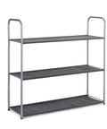 Freestanding Closet Organizer With Fabric Bins And Drawers, 3 Shelves, Gray, Powder Coated Steel Frame, 32.7x12.2x31 inches