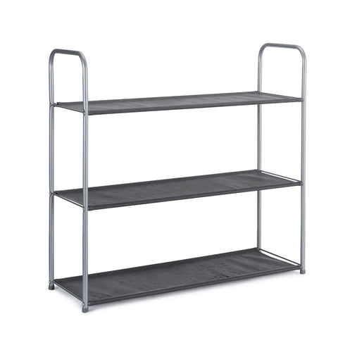 Freestanding Closet Organizer With Fabric Bins And Drawers, 3 Shelves, Gray, Powder Coated Steel Frame, 32.7x12.2x31 inches