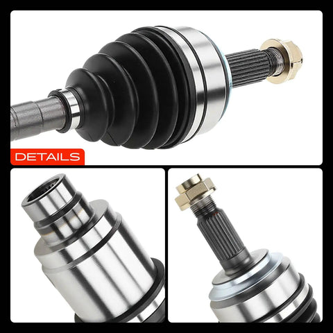 Front Right CV Axle Shaft Assembly For Honda Civic 2006 2007 2008 2009 2010 L4 1.3L Full Hybrid FHEV - Passenger Side Drive Axle Drop-In Replacement, Durable, Easy Install, Long Lasting Performance close-up of CV joint boot, splined shaft, and nut